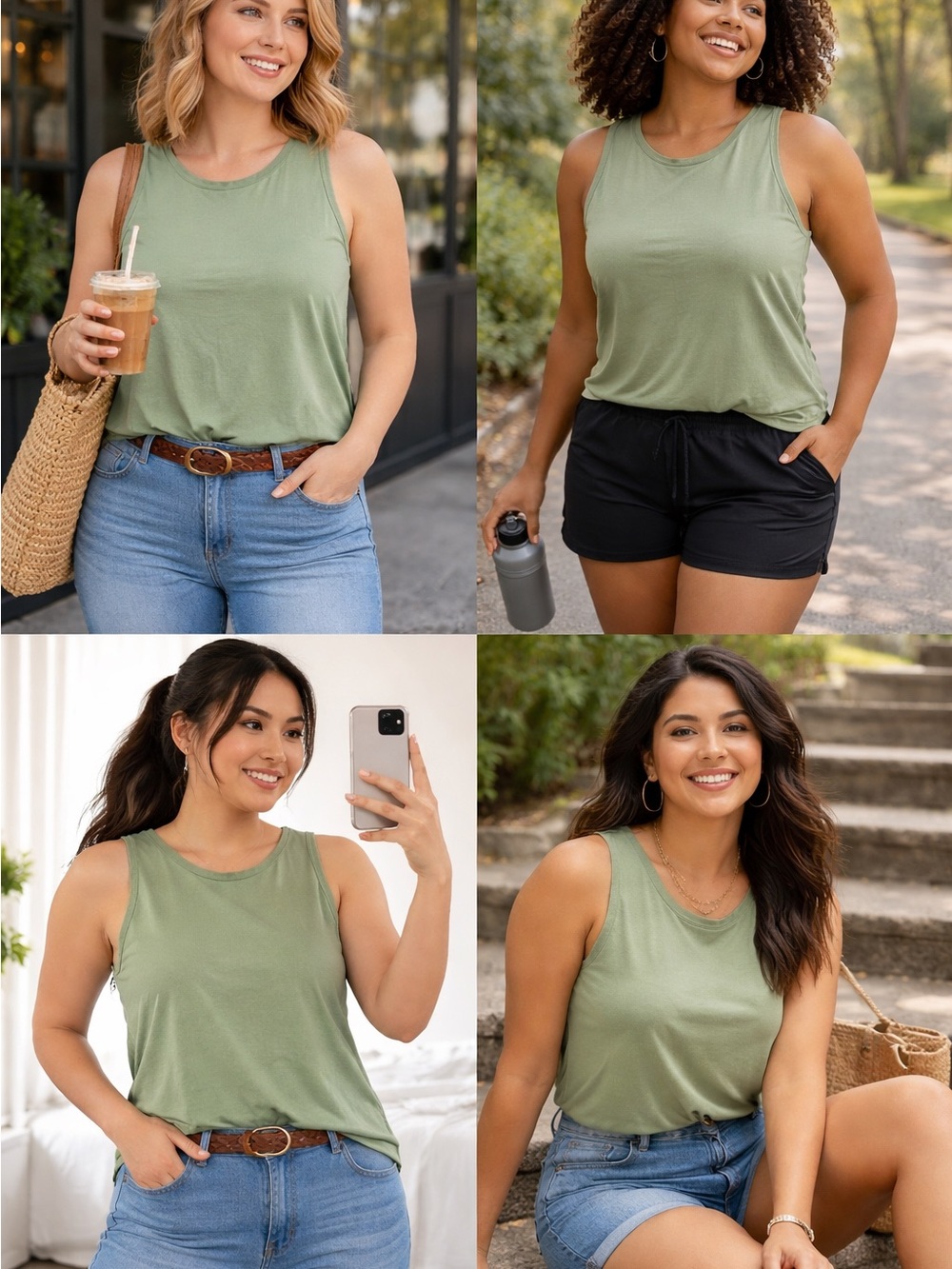 Green Sleeveless Women's Top